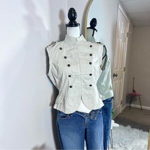 At Last Women's Cream Double-Breasted Utility Top